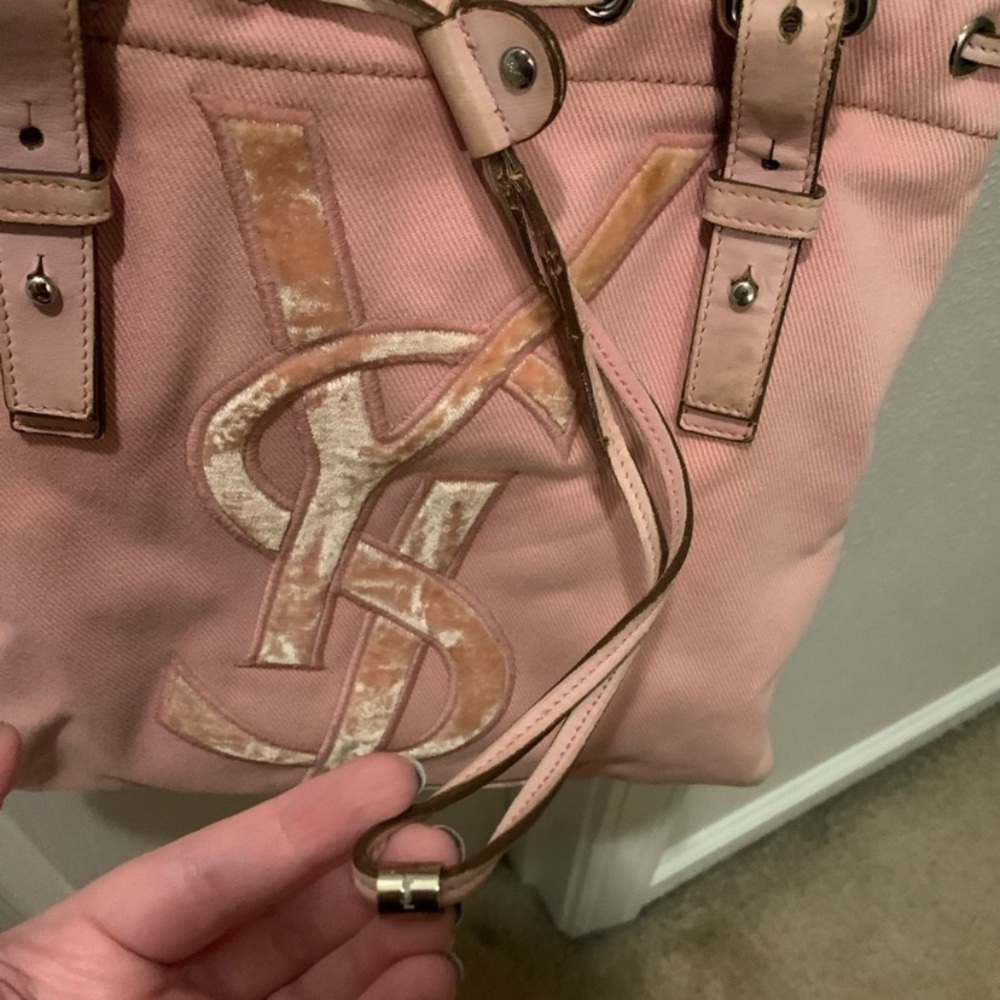 YSL Yves Saint Laurent Kahala Pink Canvas Tote - Picture 3 of 16